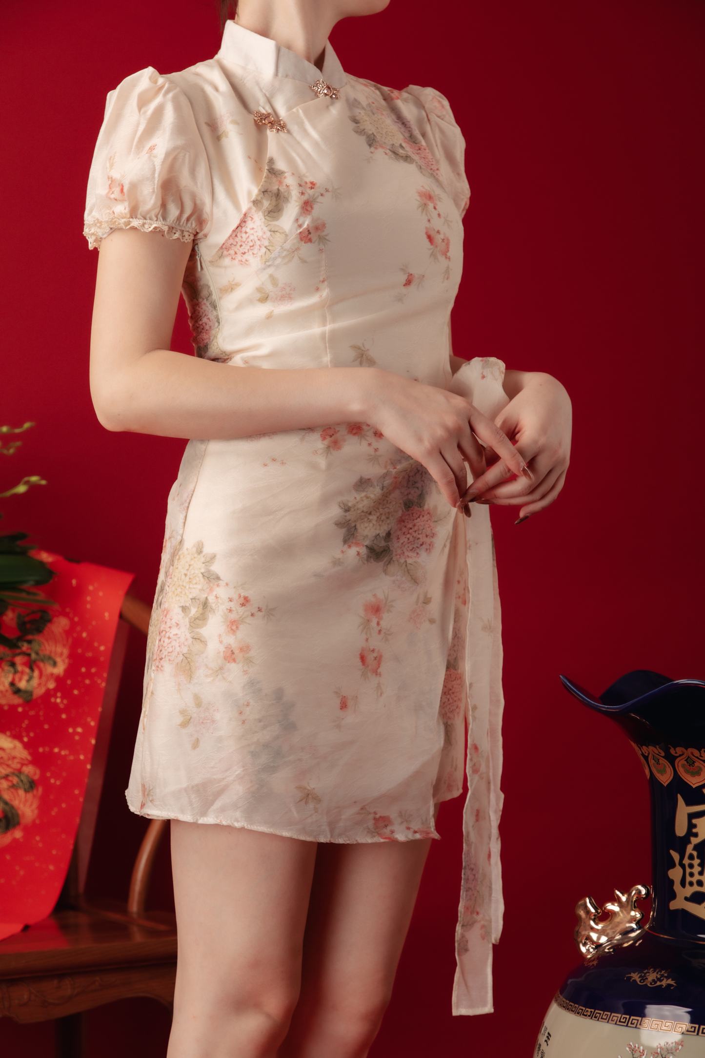 Amelie Blossom Wrap Cheongsam Dress (In-Stock)