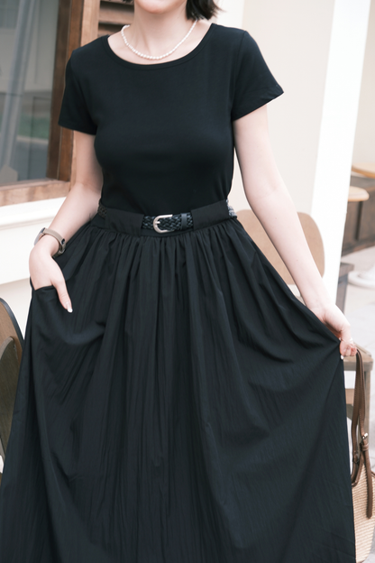 Margot Belted Dress in Black
