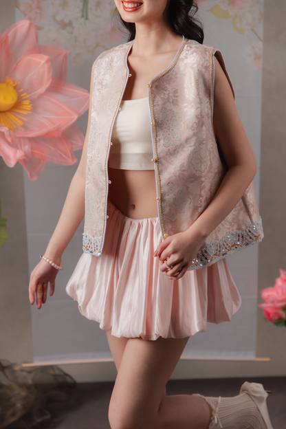 Pearl Puff Bubble Mini Skort in Pink