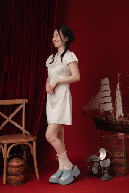 Léa Satin Petal Cheongsam Dress