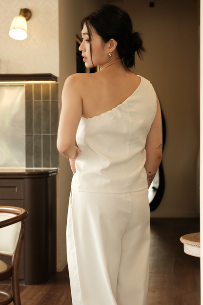 Améliane One-Shoulder Vest & Wide-Leg Trousers Set