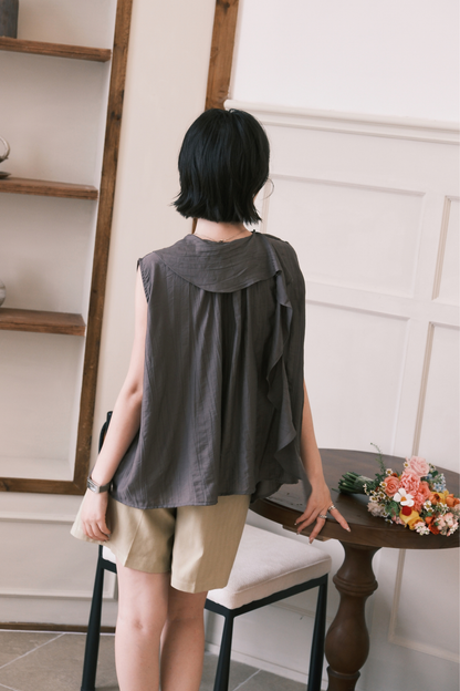 Eloise Ruffle Top in Coffee