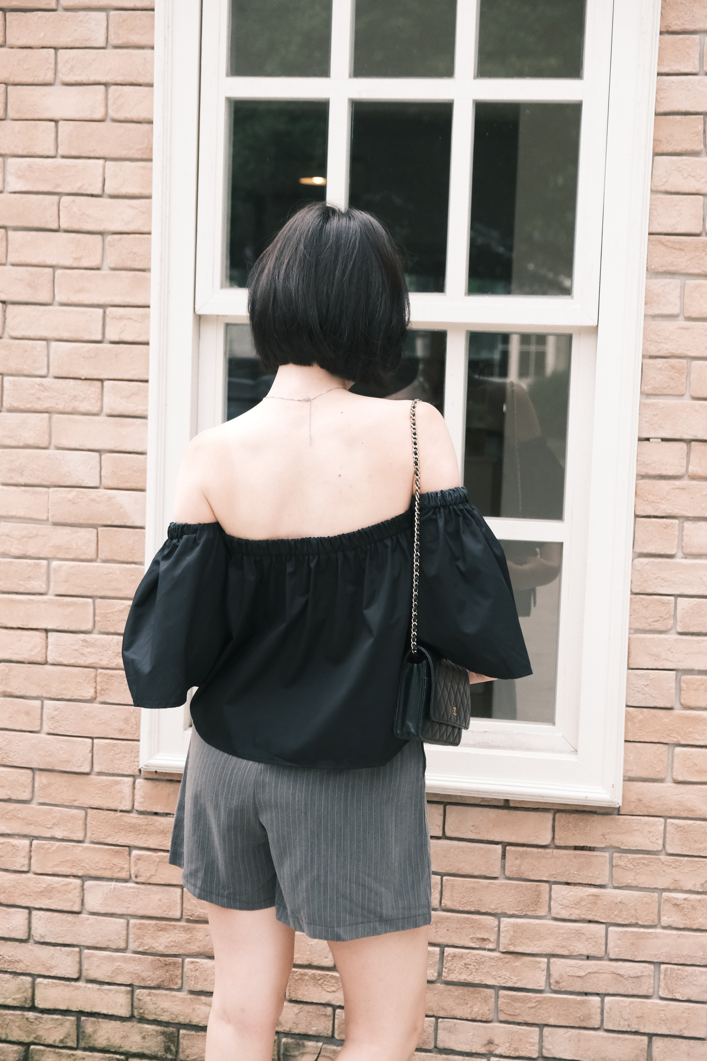 Odette Off-Shoulder Flare Sleeve Top in Black