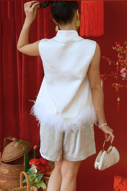 Odile Soft-Jacquard Lounge Shorts in Light Green (In-Stock)