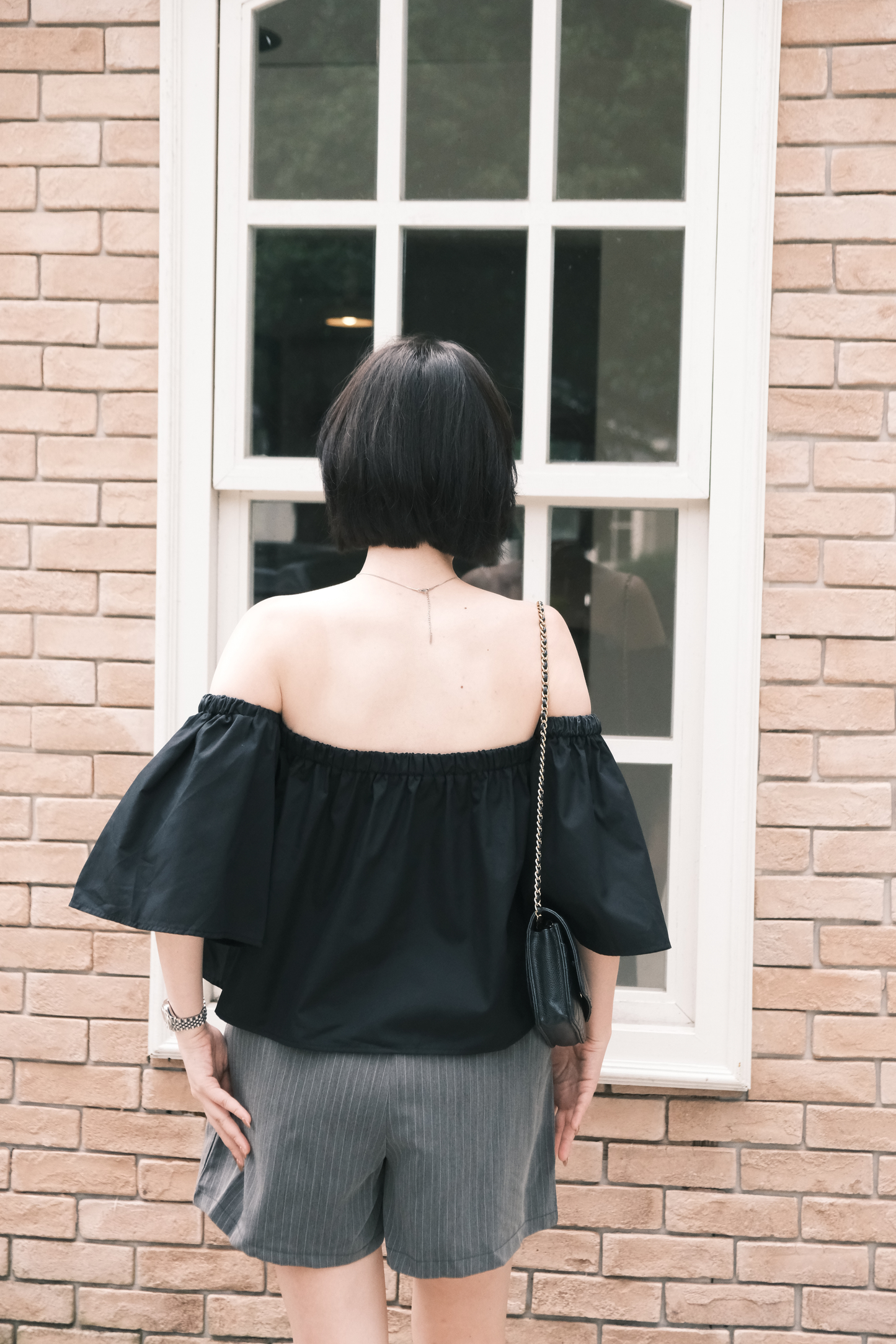 Odette Off-Shoulder Flare Sleeve Top in Black