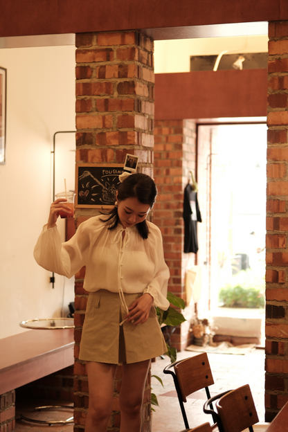 Clémence Soft Gather Blouse in Pure White