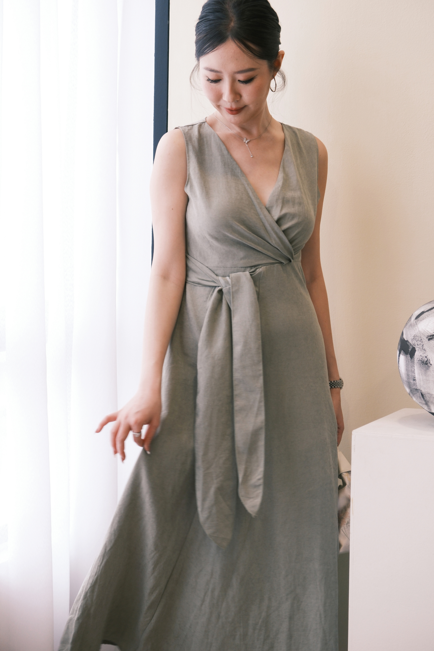 Seren Draped Maxi Dress In Green