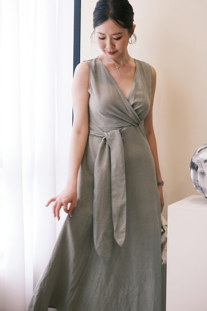 Seren Draped Maxi Dress In Green