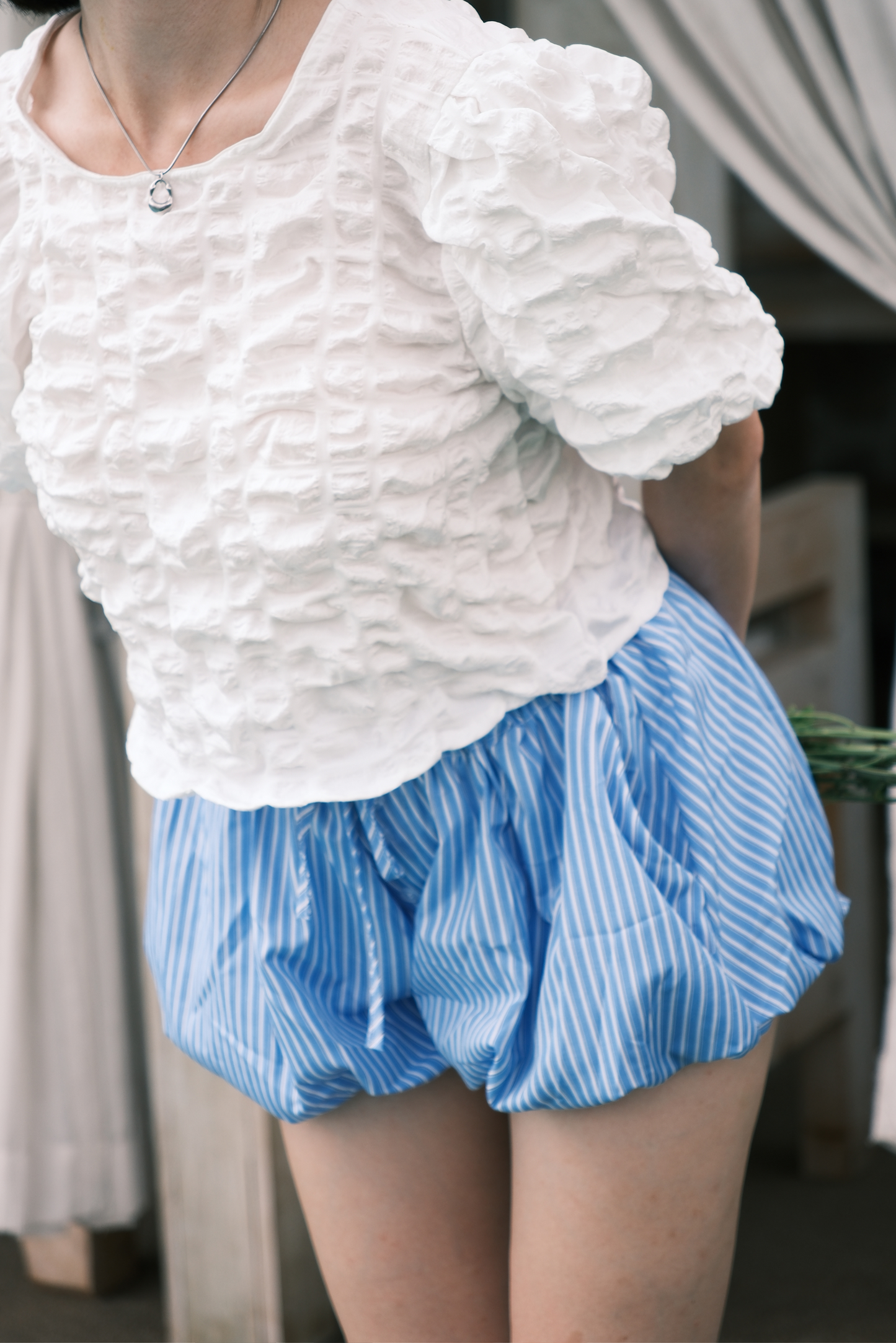 Delphine Bow-Back Top in White