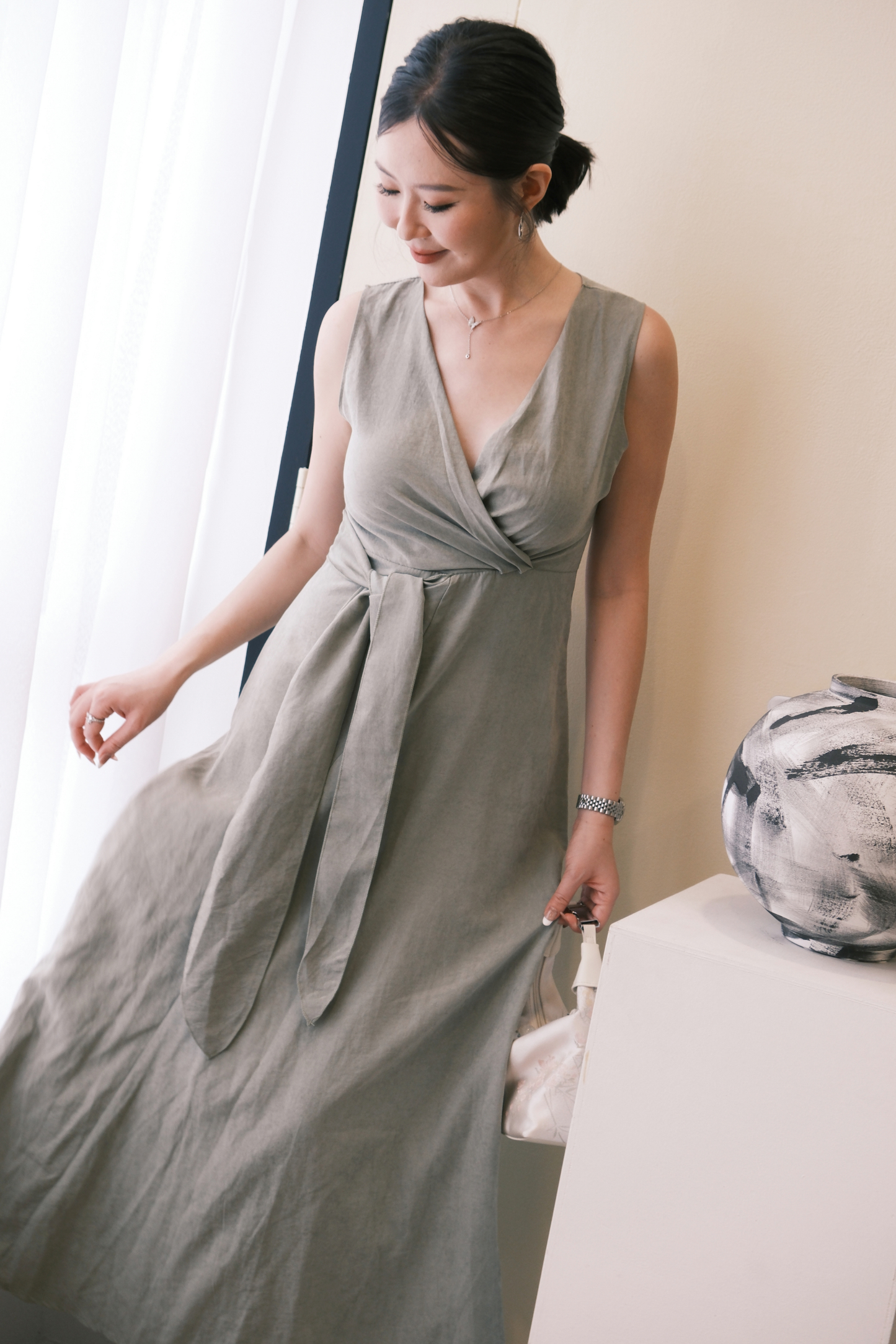 Seren Draped Maxi Dress In Green