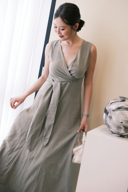 Seren Draped Maxi Dress In Green