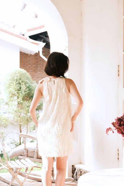 Beige Aurelia Fringe Dress