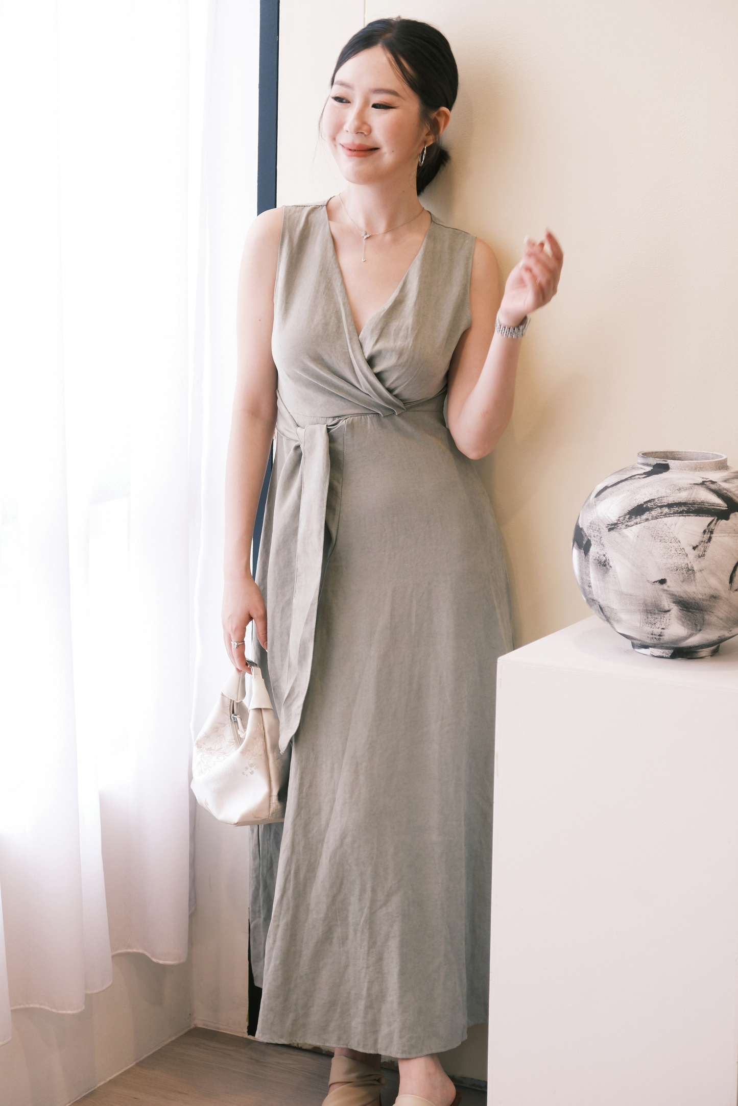 Seren Draped Maxi Dress In Green