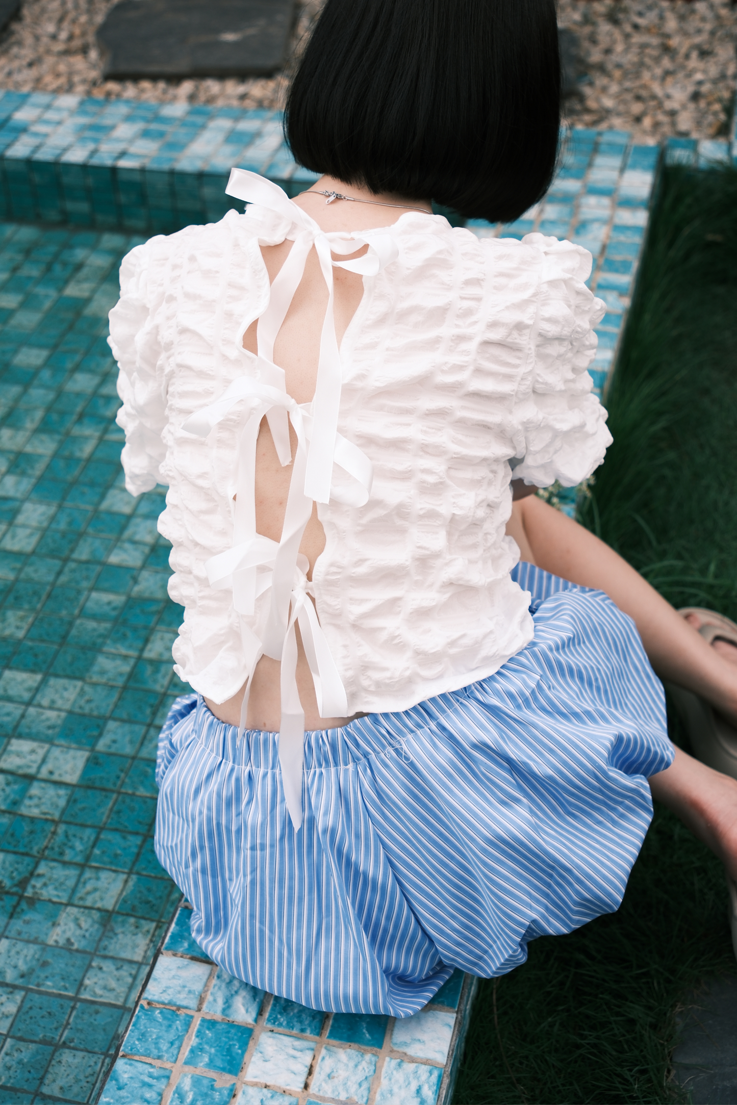 Delphine Bow-Back Top in White