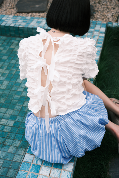 Delphine Bow-Back Top in White