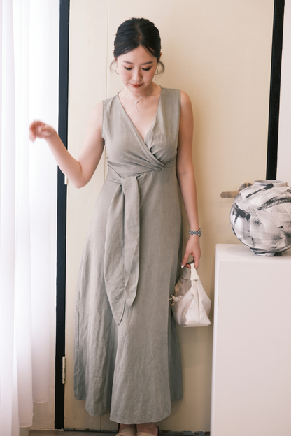 Seren Draped Maxi Dress In Green