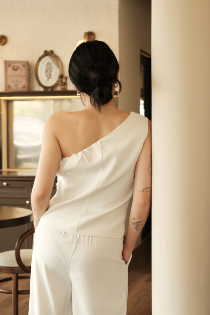 Améliane One-Shoulder Vest & Wide-Leg Trousers Set