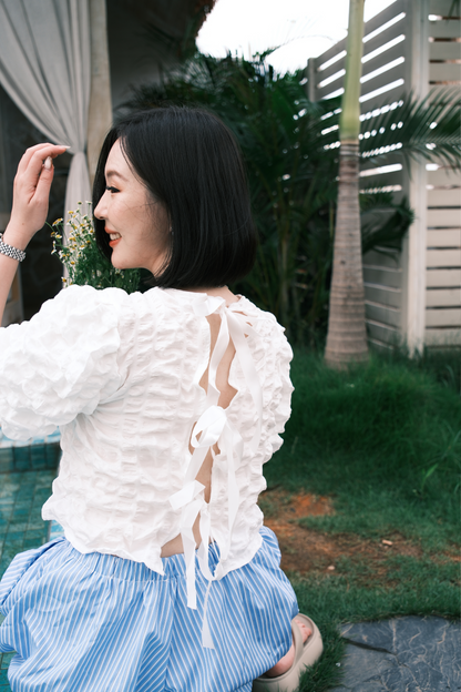 Delphine Bow-Back Top in White