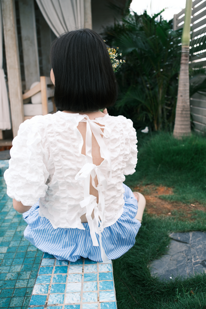 Delphine Bow-Back Top in White