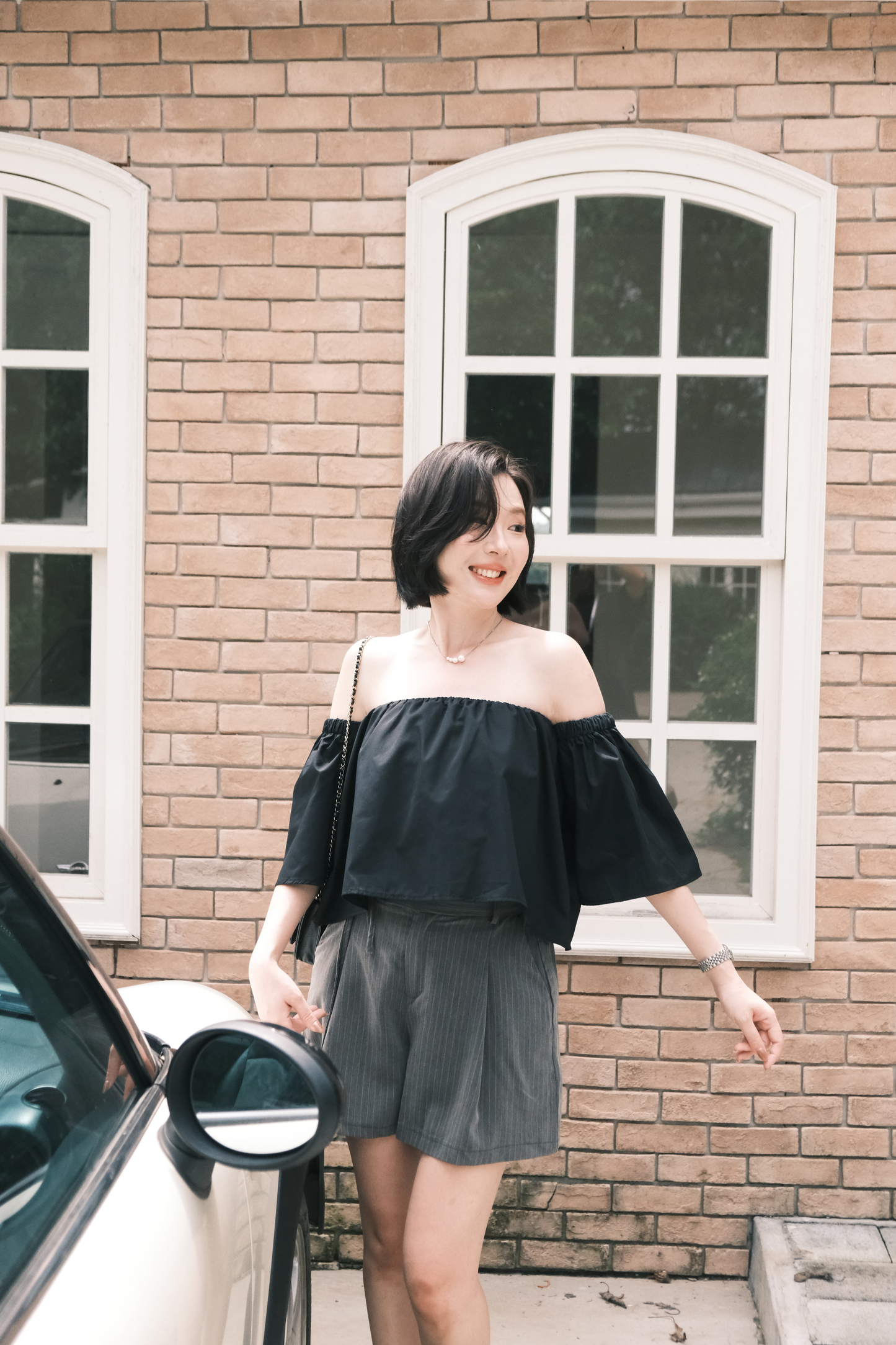 Odette Off-Shoulder Flare Sleeve Top in Black