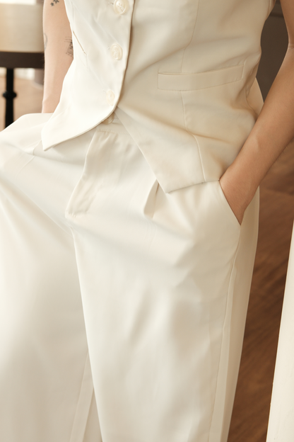 Améliane One-Shoulder Vest & Wide-Leg Trousers Set