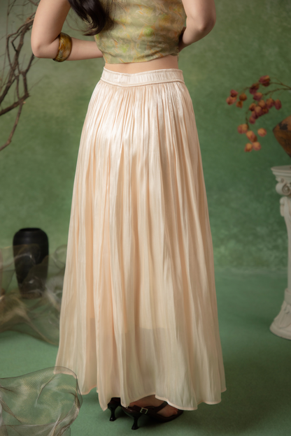 Soleil Pleated Maxi Skirt in Champagne
