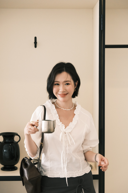 Élise Ruffle-Trim Puff-Sleeve Blouse
