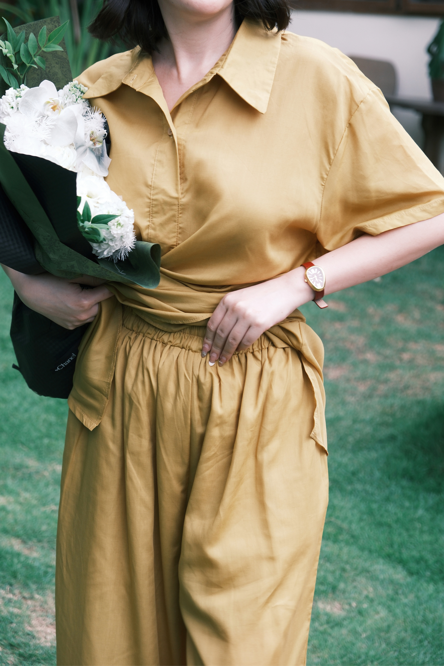 Aurelia Draped Utility Set in Yellow