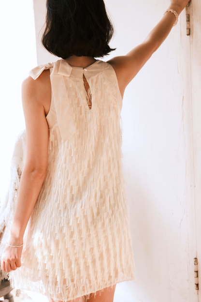 Beige Aurelia Fringe Dress