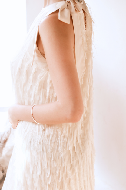 Beige Aurelia Fringe Dress