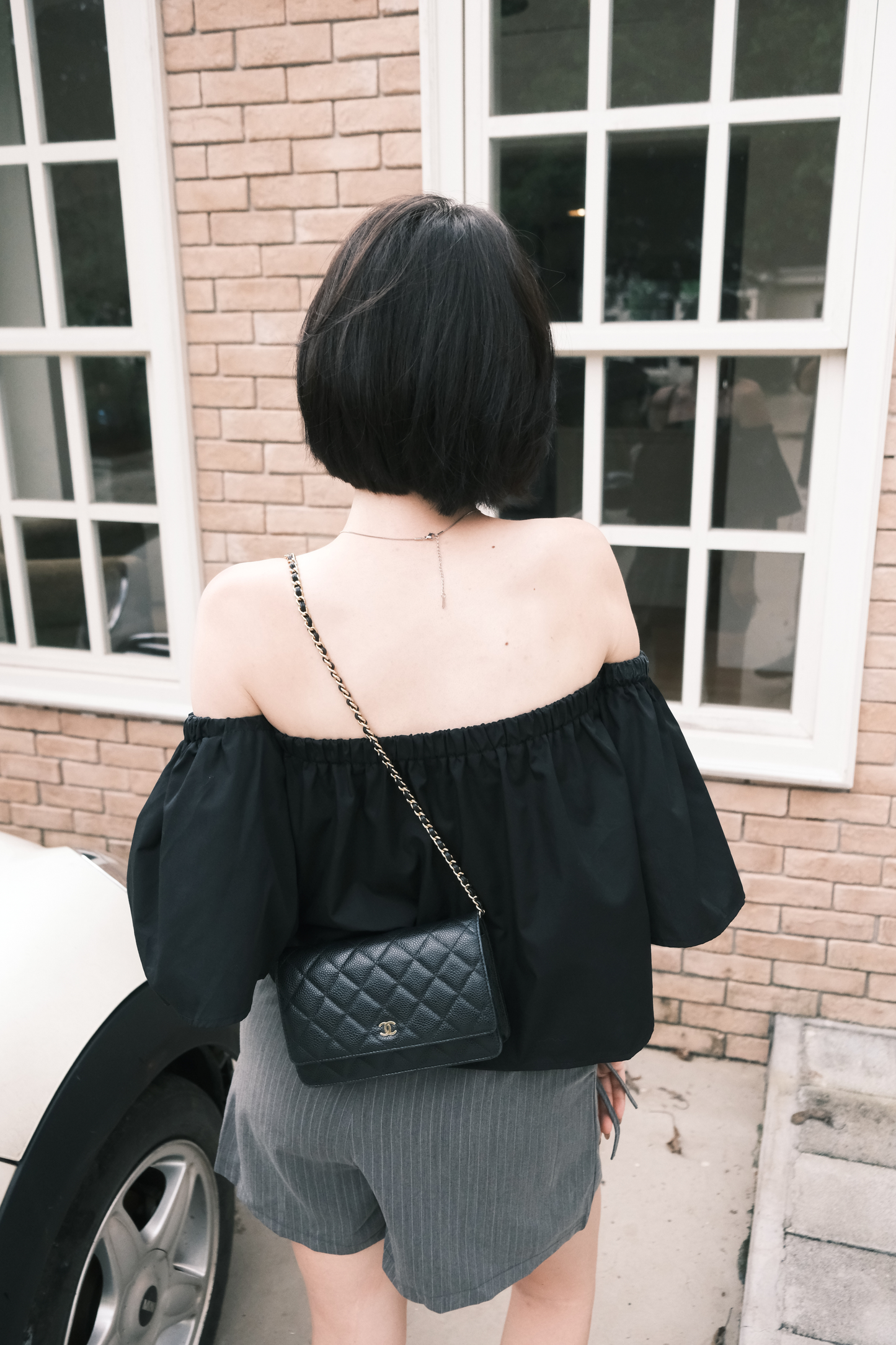 Odette Off-Shoulder Flare Sleeve Top in Black