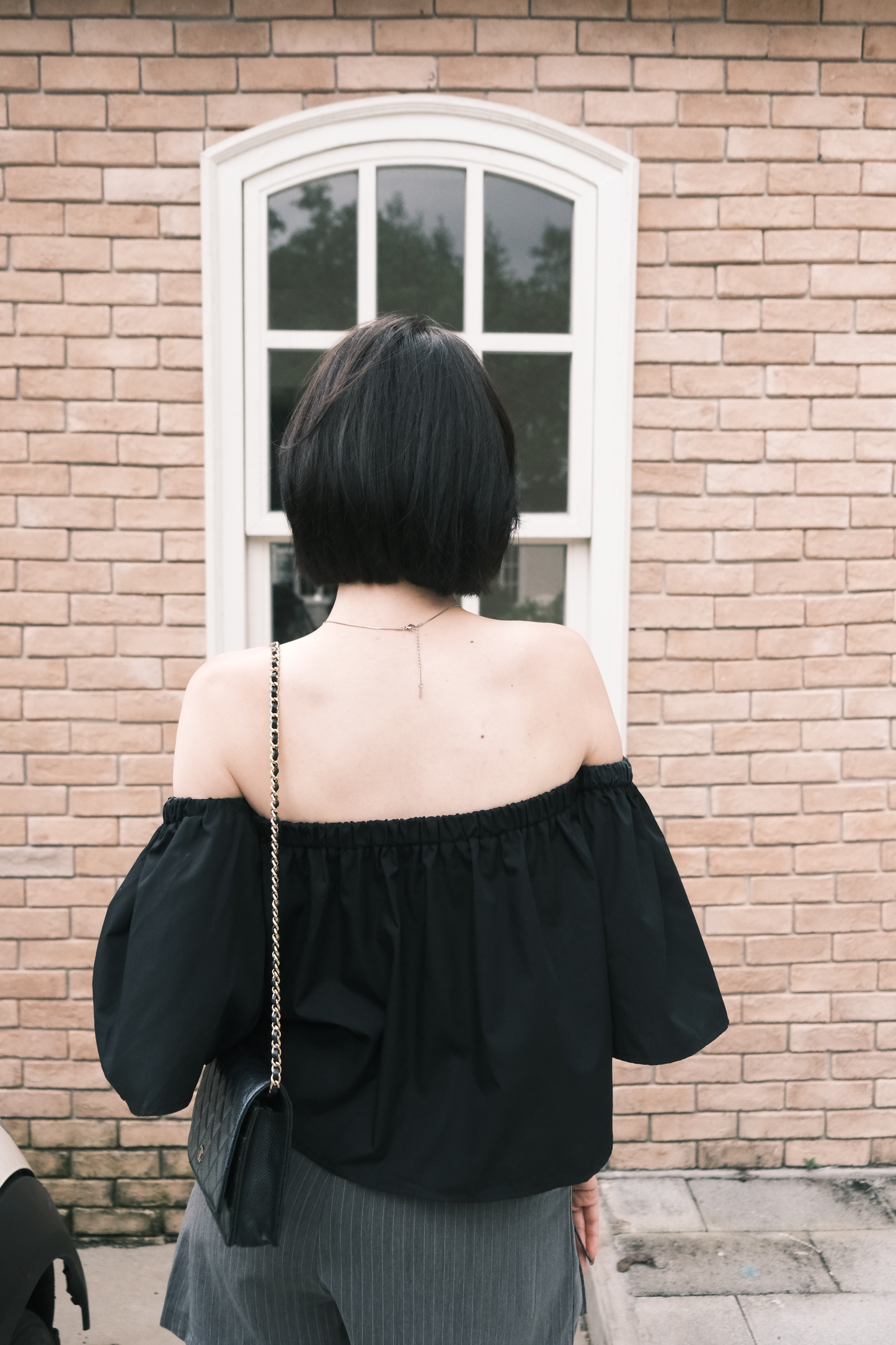 Odette Off-Shoulder Flare Sleeve Top in Black