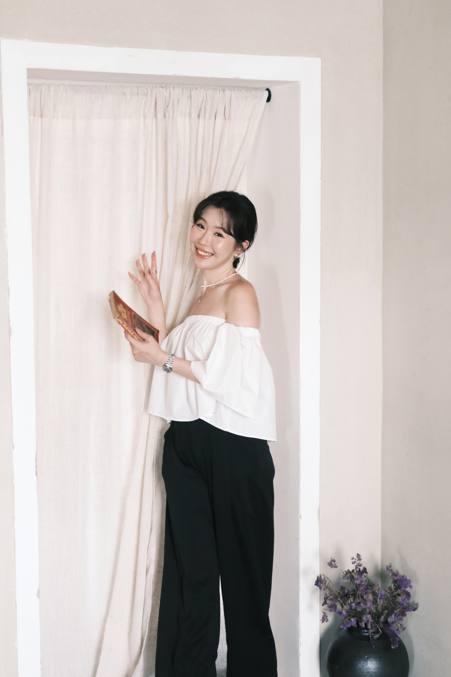 Odette Off-Shoulder Flare Sleeve Top in White