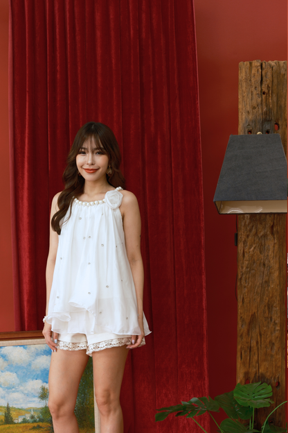 Pearl Petal Breeze Chiffon Top