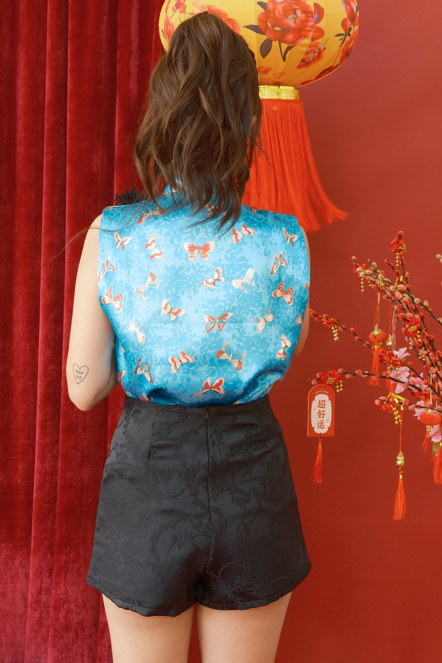 Luxe Jacquard A-Line Shorts in Black (In-Stock)