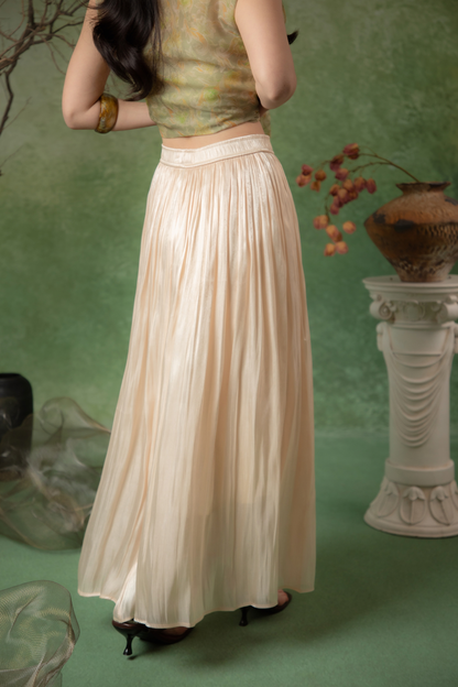 Soleil Pleated Maxi Skirt in Champagne