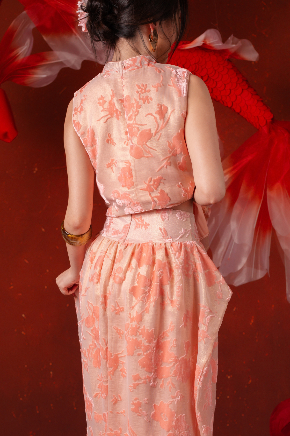 Celia Blossom Maxi Skirt in Blush Pink