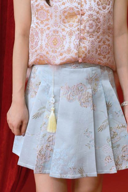 Serenity Silk A-Line Skirt in Blue