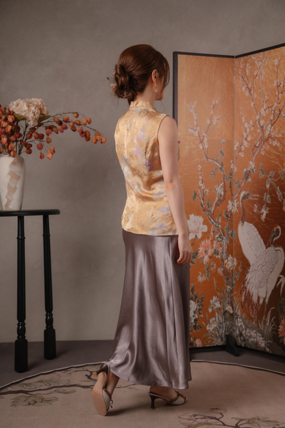 Ivy Dusk Satin Skirt in Purple