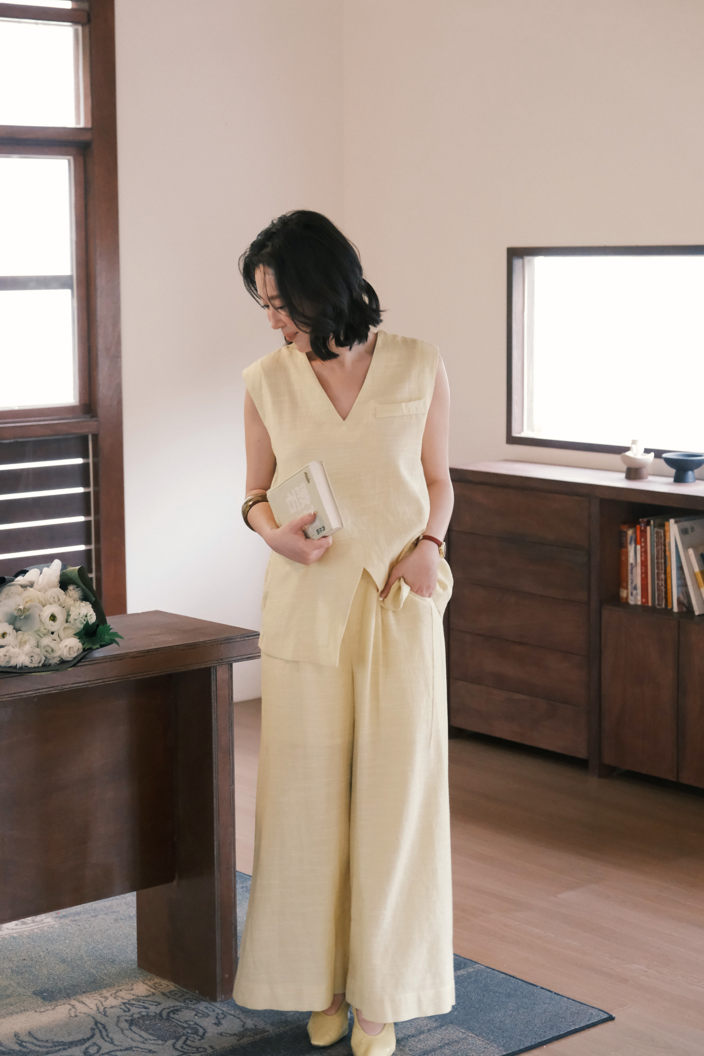 Lunelle Linen Layered Set in Yellow