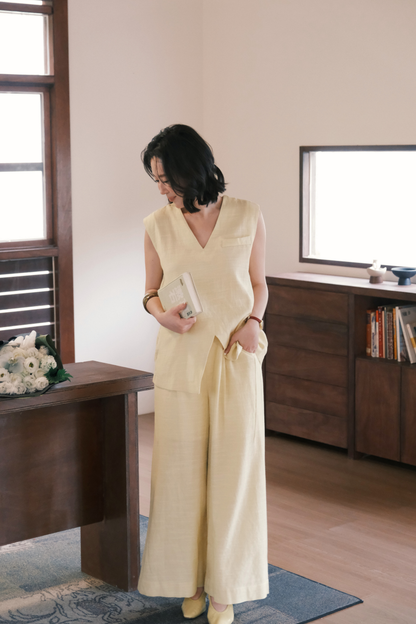 Lunelle Linen Layered Set in Yellow
