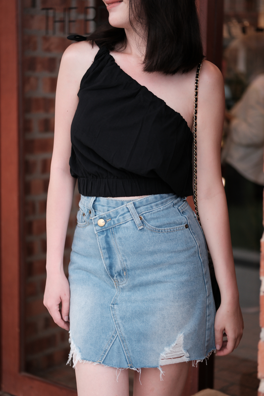 Aria Denim Raw Hem Mini Skirt