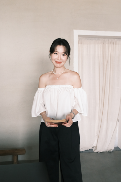 Odette Off-Shoulder Flare Sleeve Top in White