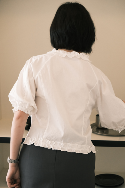 Élise Ruffle-Trim Puff-Sleeve Blouse