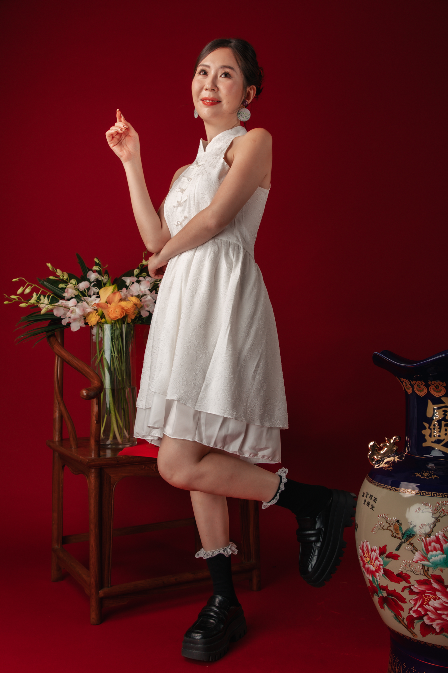 Luna Petal Mini Cheongsam Dress