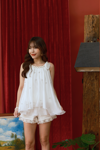 Pearl Petal Breeze Chiffon Top