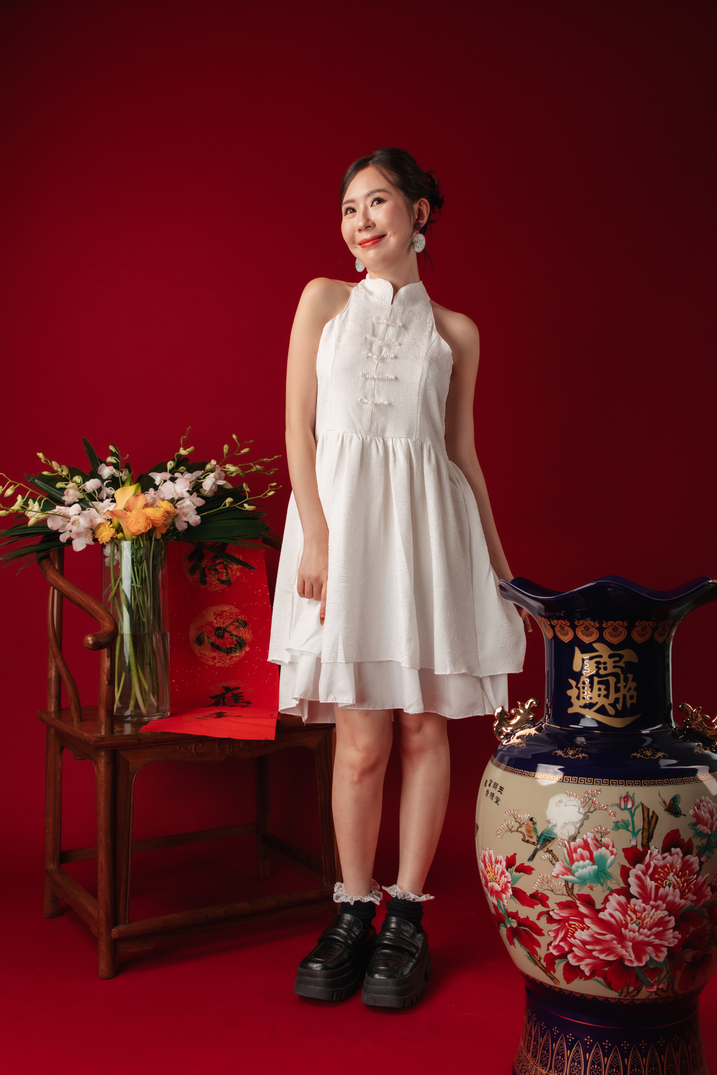 Luna Petal Mini Cheongsam Dress