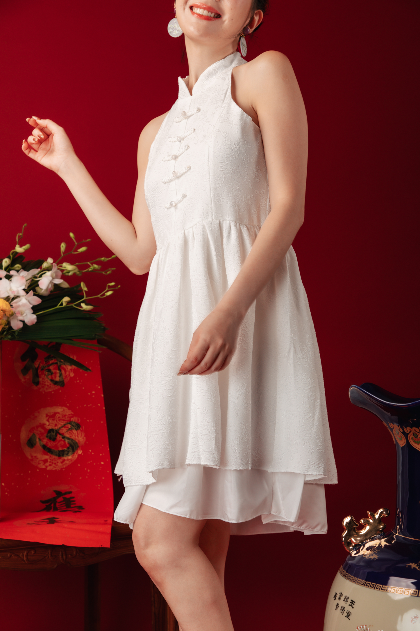 Luna Petal Mini Cheongsam Dress