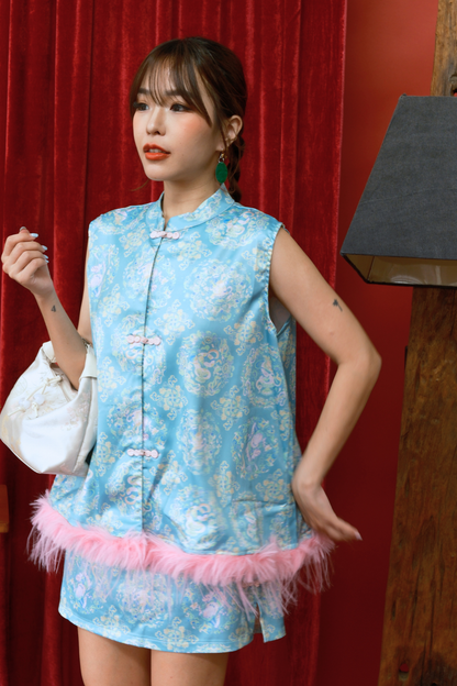 Floral Fringe Vest Ensemble
