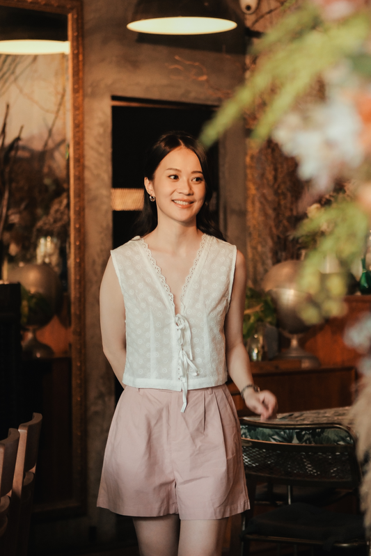 Celeste Lace Tie-Front Top in White